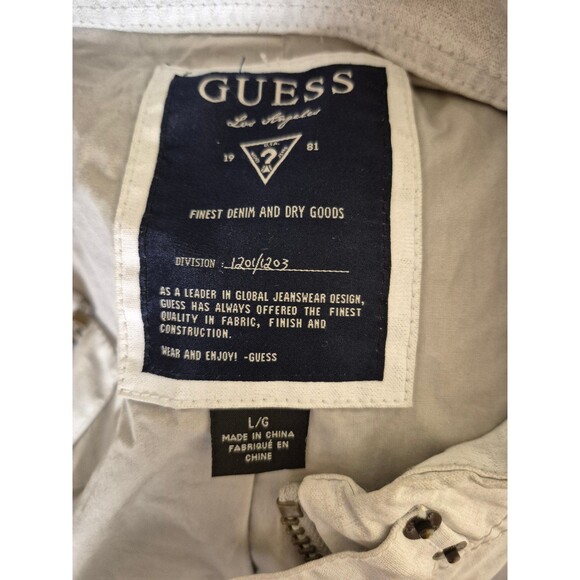 Guess Mens Coated Canvas Moto Jacket Ash Gray Sz M/L - Picture 10 of 11